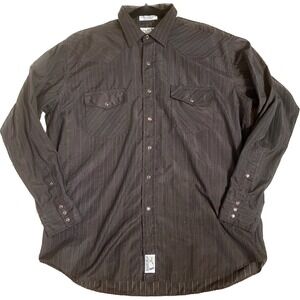 Panhandle Slim VTG Western Shirt Long Sleeve Pearl‎ Buttons Brown Striped J